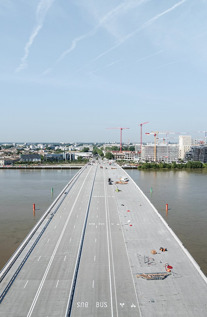 Vue aérienne drone pont Simone Veil Bordeaux travaux 2024 — télépilote drone professionnel Toulouse FRAME